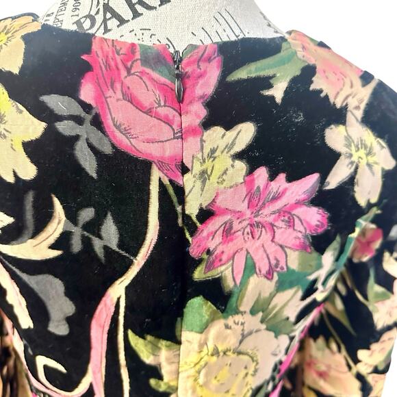 Black Velvet Floral Velvet Burnout Shift Dress Sz 4 Whimsy Goth,Dark Romantic - Picture 5 of 14